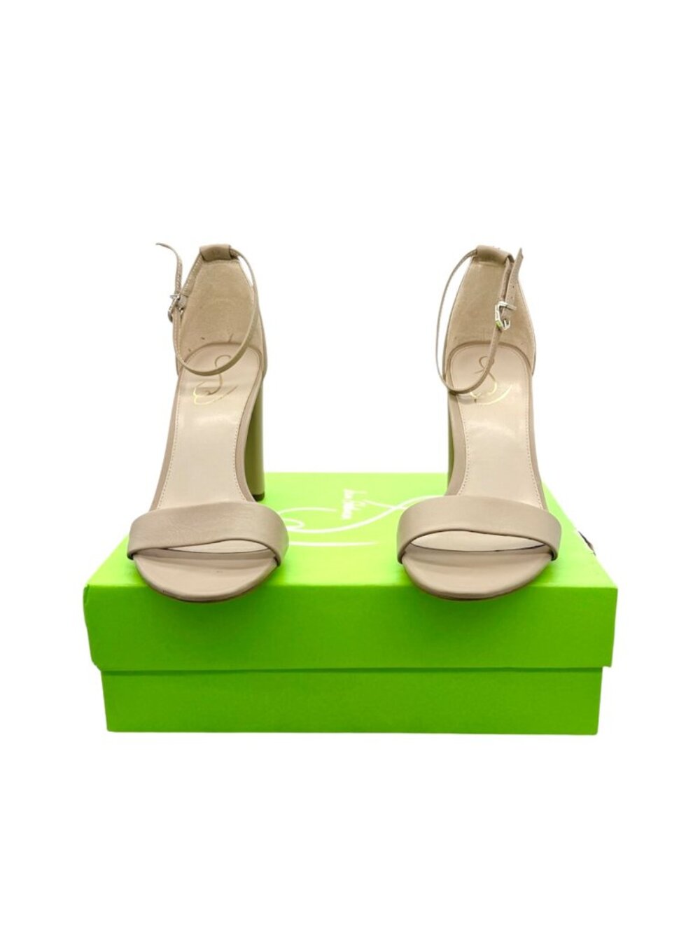 Sam Edelman Yaro Nude Leather Heels Women’s 9W Ankle Strap Block Heel New - Picture 3 of 5